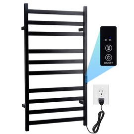 Nopwer Towel Warmer Heated Towel Rack-Bar Bathroom Wall Mounted Electric Towel Drying Matte Black 10 Bar Plug-in