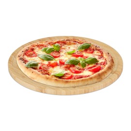 Relaxdays Pizza Plate, Natural Bamboo, Diameter 32 cm, Serving Board for Pizza, Tarte Flambée, Cheese, Round Pizza Board, Natural