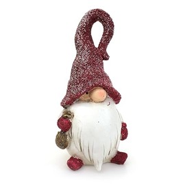 TEMPELWELT Decorative Gnome Figurine, 16 cm, Polystone, Red White, Funny Gnome Figurine, Winter Christmas Winter Decoration, Winter Gnome