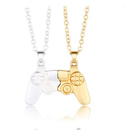 1 par de collar magnético con colgante de pareja para parejas, amantes, él y ella, mejor amigo, novio, mejor amigo, amigo, amistad, punk, joyería, Sin gemas.