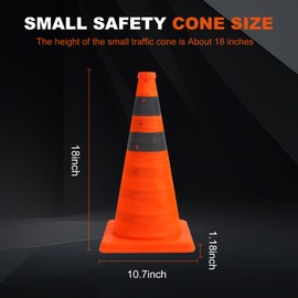 45cm Collapsible Traffic Safety Cones, 4 pcs Multi Purpose Pop-up Cones with Reflective Collar for Road Parking, Driving Practice, Parking Lot,Road Risk Avoidance Tips (4)