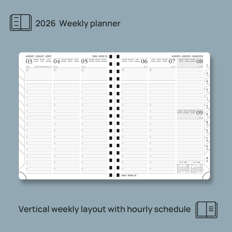 POPRUN Calendar 2026 Weekly Planner 22 x 16.5 cm, 17-Month