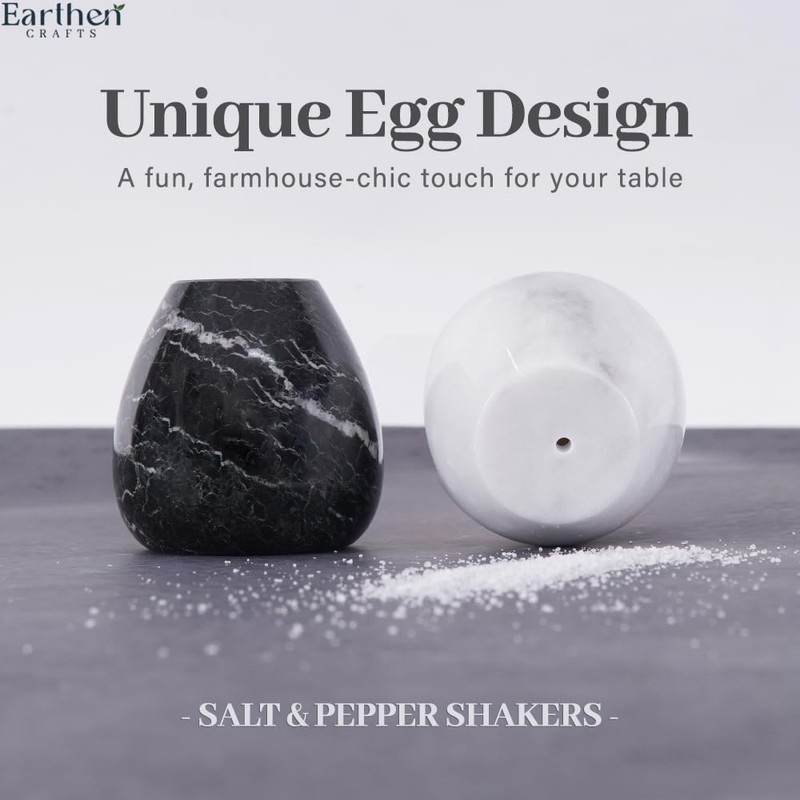 Salt and Pepper Egg Shape Set Of 2 (Black Zebra