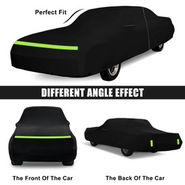 Waterproof Car Cover Compatible with 1970-1974 Dodge Challenger, T/A, R/T, 2 Door Hardtop/Notchback Coupe 210T All Weather Classic Car Covers with Zipper Door for Snow Rain Protection