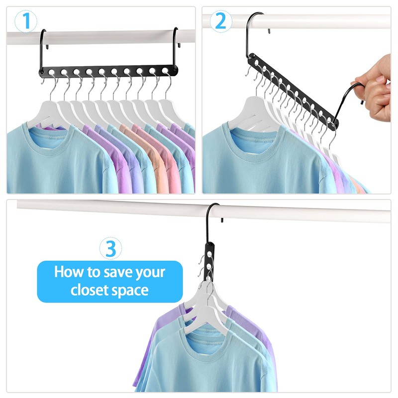 Pack of 10 Metal Magic Clothes Hangers Organiser Space-Saving Wardrobe