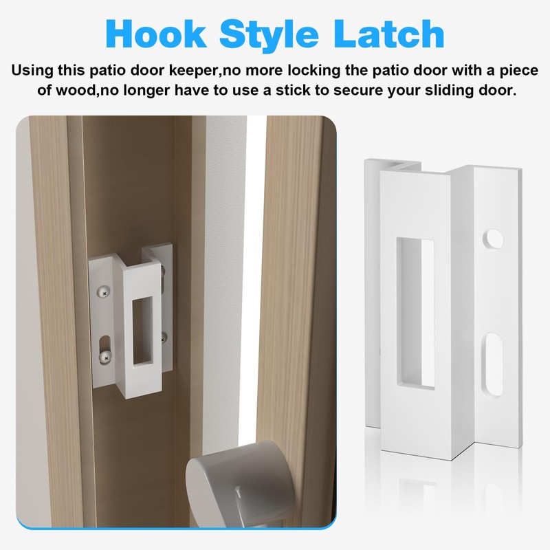 Patio Sliding Door Keeper／Hook Style Latch／E 2124 Latch Lock Replacement