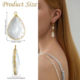 COGCHARGER 18Pcs Bulk Small Crystal Dangle Charms Brass Glass Water Drop Pendants for Jewelry Making Earring Necklace Bracelet