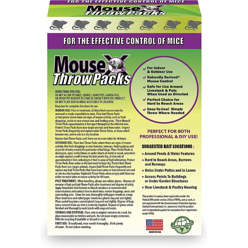MouseX Throw Packs- for All Species of Rats Mice Safe