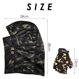 LSYYSL 1 Piece Of Camouflage Warm Hood And 1 Pair Of Camouflage Gloves, Sports Windproof Hood, Cycling Hood, Ski Hood