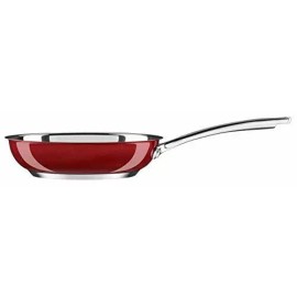 KitchenAid Riveted Stainless Steel/Red Fry Pan Dishwasher Induction Safe 8" S...