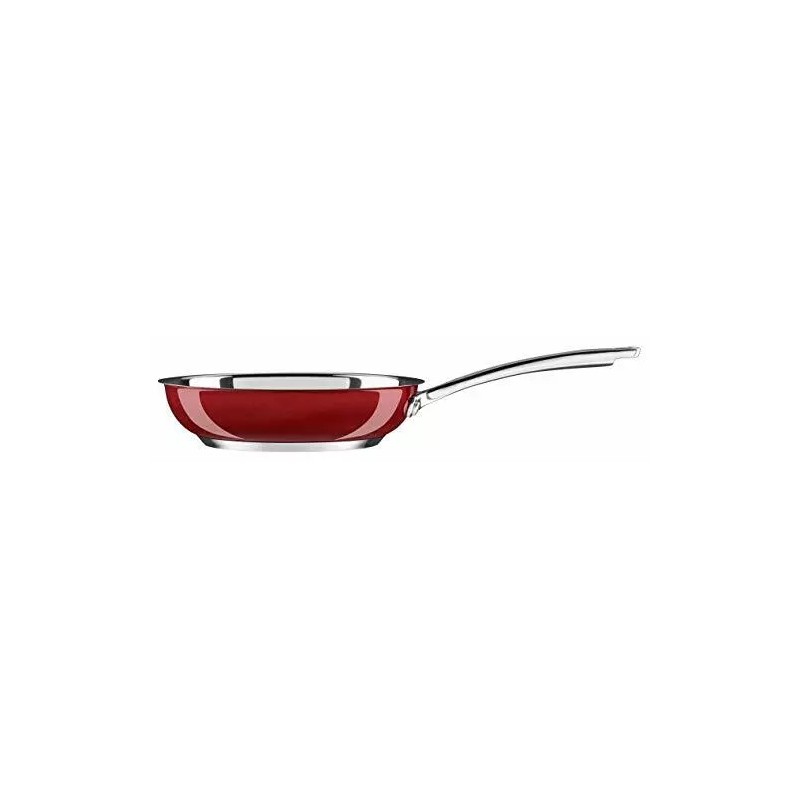 KitchenAid Riveted Stainless Steel/Red Fry Pan Dishwasher Induction Safe 8"