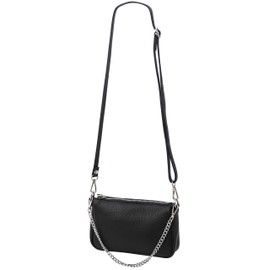 SH Leder Jennie G323 Genuine Leather Shoulder Bag Handbag Clutch Small Bag Evening Bag 23 x 13 cm, black