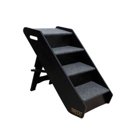 TRIROCKS Wood Pet Stairs/Pet Steps - Foldable 4 Levels Dog Stairs & Ramp Perfect for Beds and Cars - Portable Dog/Cat Ladder Up to 130 Pounds