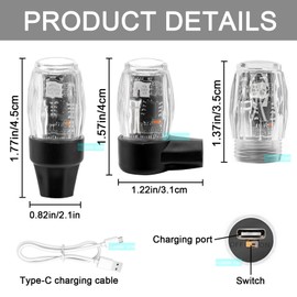 YUERWOVER 4 Pack Tire Lights for Car LED Wheel Light Valve Stem Cap Flash Light for Truck Motorcycle Bike Waterproof Rechargeable Tyre Spoke Lamp Glow in The Dark Reflector Accessories(Colorful)