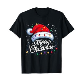 Merry Christmas Lights Red Santa Hat Xmas Family Men Women T-Shirt