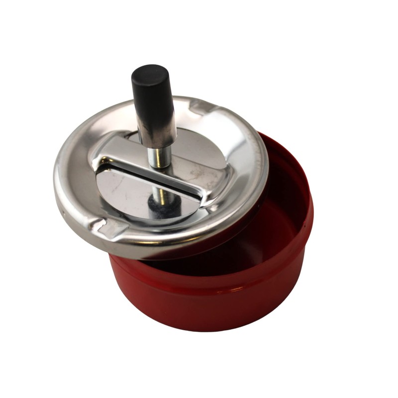 2 Pack Round Push Down Ashtray with Spinning Tray Retro