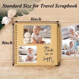 Joyberg Scrapbook 80 Pages, Scrapbook Supplies 8 x 8 In, Scrapbook Album Suitable for Album Memory Book Wedding, Anniversary Family, DIY Craft Projects (Brown)