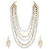 Aheli Kundan Pearl Long Multi Layered Collar Pendientes Set Joyería