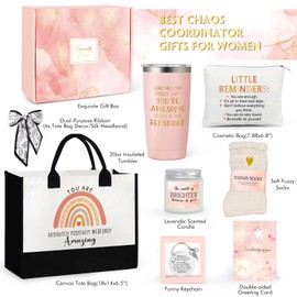 Inspirational Gifts for Women, Motivational Gifts Encouragement Gifts Cheer Up Christmas Birthday Gift with Positive Affirmations Little Reminders Tote Bag for Her Sister Best Friend Coworker Pink