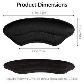 Heel Grips Liner Cushions Inserts for Loose Shoes - Heel Pads for Improved Fit and Comfort, Stop Heel Slip and Blisters (2 Pairs, Pale Apricot + Black)