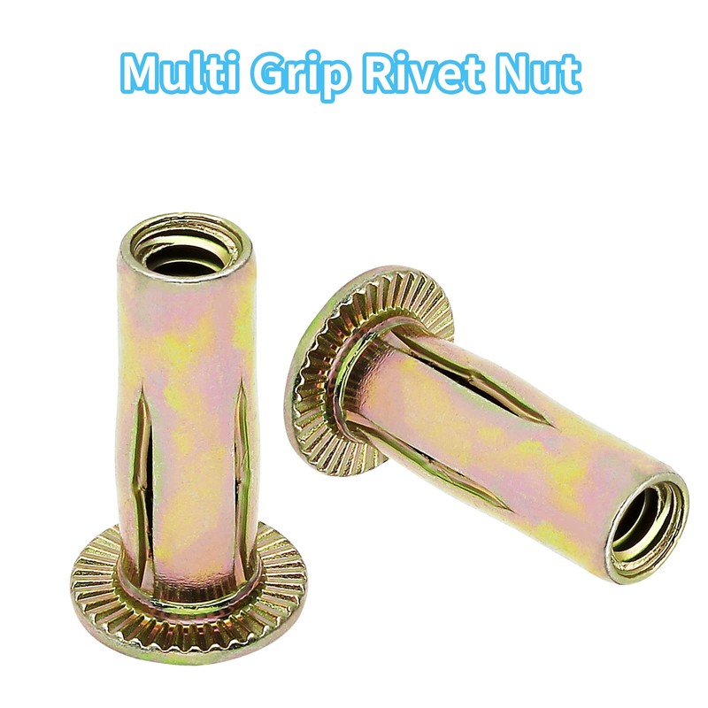 Moicstiy 25Pcs Steel Multi Grip Rivet Nuts Pre Bulbed Shank