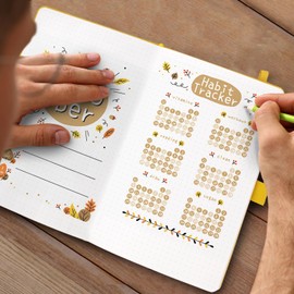 STATIONERY ISLAND Bullet Dotted Journal A5, Thick Notebook 100gsm Paper 360 Pages, Hardback Journal Notebook with Pen Holder, Inner Pocket, 2 Bookmarks