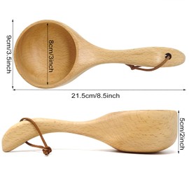 Honbay Large Capacity Wooden Ladle Sauna Water Scoop SPA Spoon Bath Salts Spoon Coffee Scoop