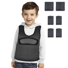 Compression Vest for Kids (Small, Ages 2 to 4) Weighted Vest for Kids Including 6 Removable Weights Black