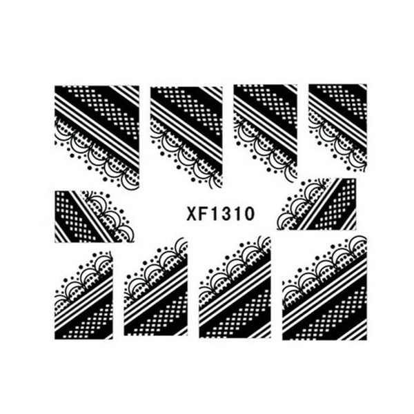 Generic Water Transfer Lace Cloudy Geometric Stripes Lines Nail Art