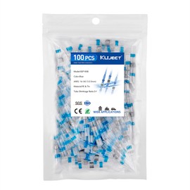 Kuject 100PCS Solder Seal Wire Connectors AWG 16-14, Blue Solder Seal Heat Shrink Butt Connectors Terminals Waterproof Wire Splice Connector for Marine Boat Wire Joint