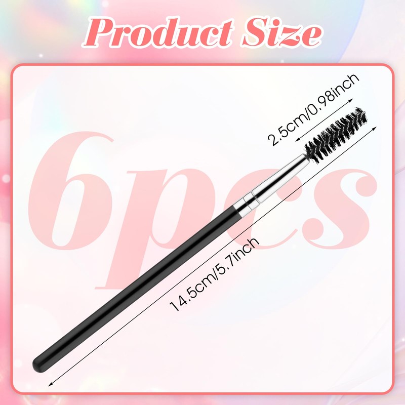 Pack of 6 Eyelash Brushes, Eyebrow Brush with Container, Eyebrow