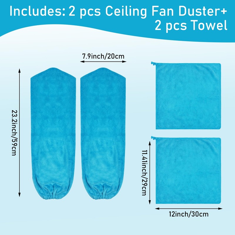4 PCS Ceiling Fan Duster Kits,100% Microfibre Fan Blade Cleaner