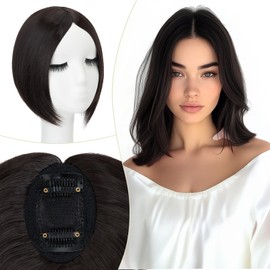 Elailite Clip-In Hair Topper Dark Brown, Hairpiece Hair Topper Toupee Long for Women Daily Use Hair Extensions 25 cm 30 g
