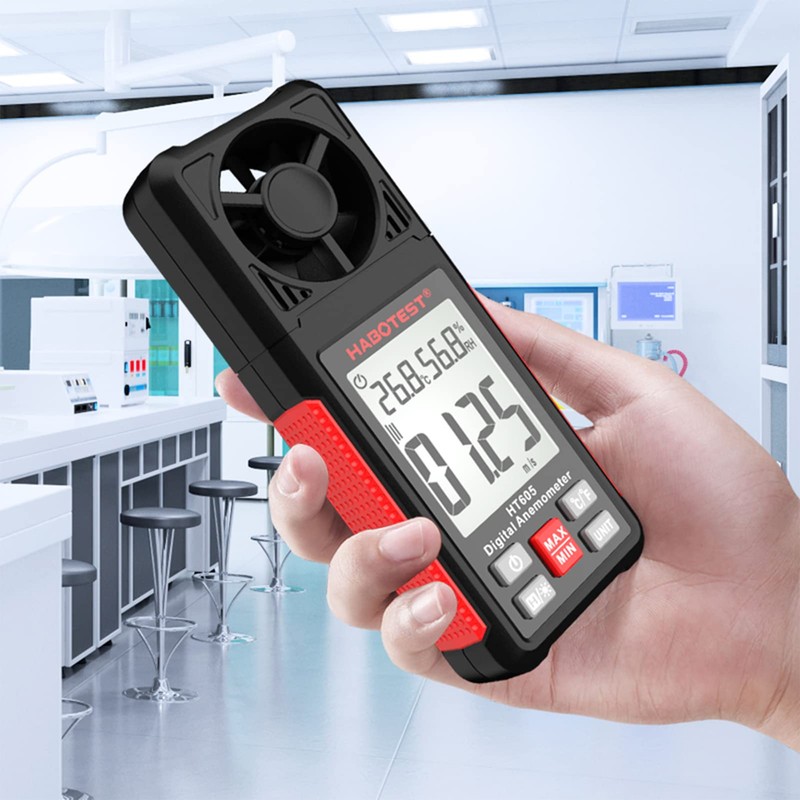 HT605 LCD Digital Anemometer Thermometer Handheld Wind Speed Meter Temperature