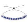GemStar USA Sterling Silver 4mm Blue Round-cut Bolo Adjustable Bracelet