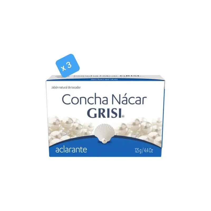 3 Jabón Concha Nácar Grisi 125g, Aclarante.
