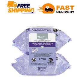 Equate Beauty Night-Time Soothing Makeup Remover Wipes, 40 count, 2 Pack