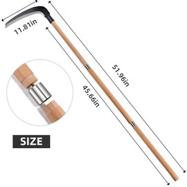 EcoDigiLife Solid Wood Long Handle Weeding Sickle, 30cm Extended Blade for Efficient Weed & Brush Clearing, 3-Section Adjustable Length, Heavy Duty Gardening Tool for Yard, Garden, Field and Ditch