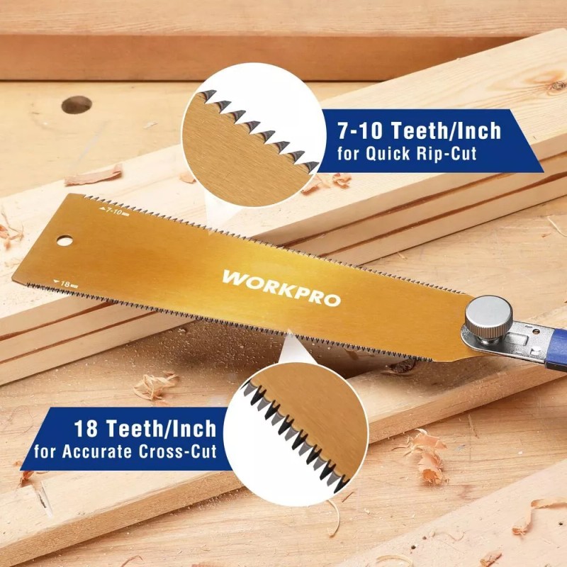 WORKPRO 10" Japanese Pull Saw Double-Edge Hand Saw 7-10&18TPI SK5