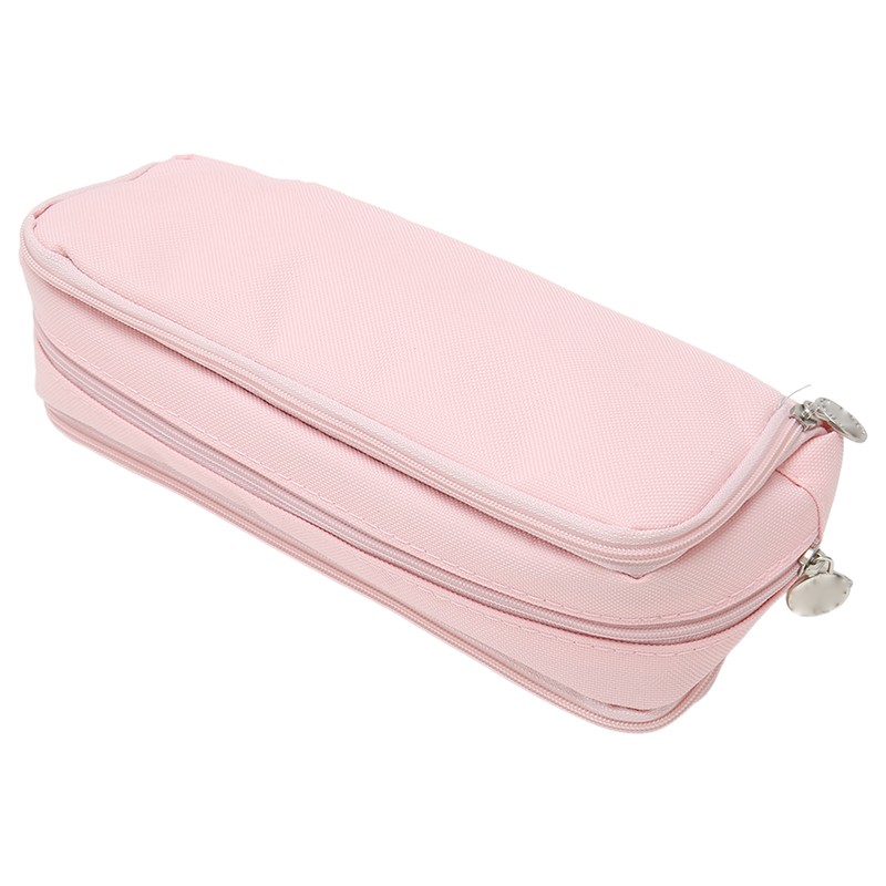 Pen Pencil Case 3 Compartments Canvas Portable Large Capacity Pencil