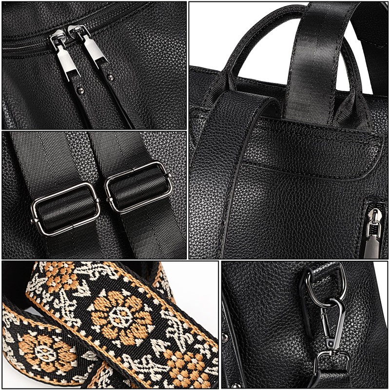 UTO Backpack Womens Ladies Rucksack Bags Double Zipper Side Pockets