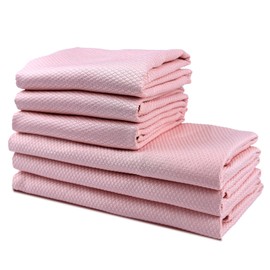 Bazasa Pack of 6 Microfibre Cloths Window Cloths Streak-Free 60 x 40 cm and 40 x 40 cm Pink Reusable Cleaning Cloths Kitchen Fishscale Cleaning Cloths Cleaning Cloths Multi-Purpose Cloths for Car Care