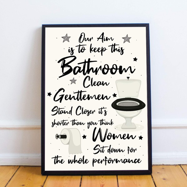 RED OCEAN Get Naked Funny BATHROOM Print Framed Chic Wall