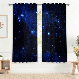 Renaiss 42 x 63 Inch Galaxy Curtains for Kids Bedroom Outer Space Nebula Universe Light Filtering Curtains Fantasy Starry Sky Curtain Decor for Living Room Rod Pocket Window Drapes 2 Panels