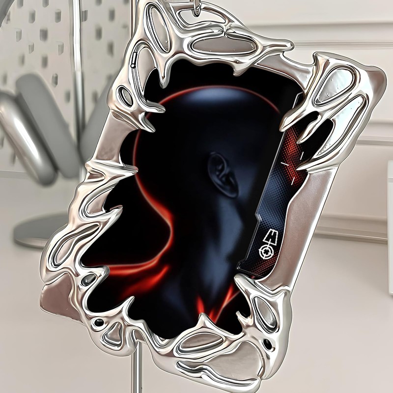 Kpop Photocard Holder Electroplated Plastics Irregular Frame Photocard Holder Silver
