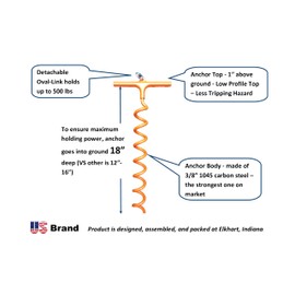 in-N-Out Spiral Ground Anchors - Heavy Duty Screw in Ground Stakes - Corkscrew Earth Anchor Kits- for Canopies, Soccer Goals, Trampolines, Tents, Tarps, Trees and Dog Tie Out