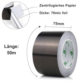 BOMEI PACK Cinta de Aluminio Negra, Cinta de Aluminio Negro para Tuberías, Reparación de Metal, HVAC, Conductos de Aire, Cinta Aislante para Conductos