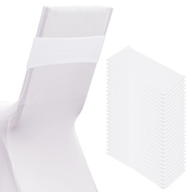 PATIKIL Premium Spandex Chair Sashes Bows, 25 Pcs Elastic Stretch Chair Cover Band Ties with Slider Buckle for Birthday Party Banquet Wedding Decoration, White