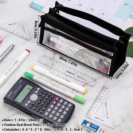 hoinya Large Pencil Case, Clear Exam Pencil Case for Women & Men Pencil Pouch Bag Waterproof Pen Case, Makeup Cosmetic Bag for School Supplies & Office Accessories - Black