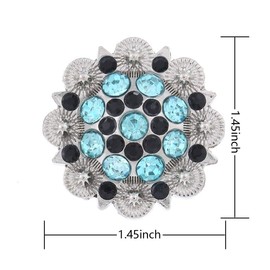 xinqida Flower Rhinestone Conchos Crystal Leathercraft Conchos with Screws Back，12 PCS